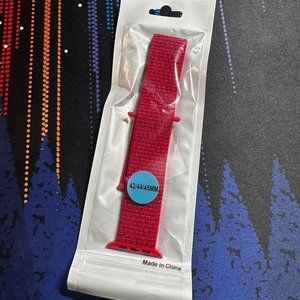 New w/tags: APPLE WATCH Band Mesh Hook & Loop 42, 44, 45 mm models Uni RED *NIB*